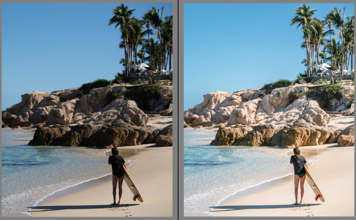 Lightroom Preset-Beispiele für Strand und Sonnenlicht